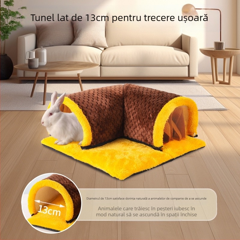 Cuib de bumbac transfrontalier pentru porc de Guineea, canal pentru animale de companie mici, iepure Totoro, veveriță, cuib de dormit cald, tunel de foraj pentru porc olandez