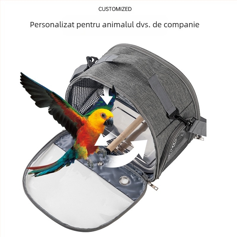 Sac de pasăre transfrontalier portabil, colivie pentru hamsteri, papagali, pliabil, porumbel, graur, animal de companie, sac de excursie Phoenix negru