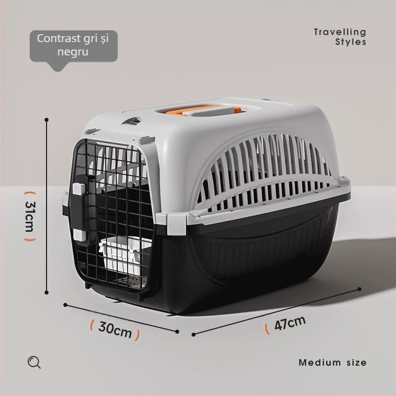 Pisică cutie de aer cușcă portabilă pentru pisici, geantă pentru pisici, cutie de transport pentru animale de companie, cutie auto, cușcă pentru câini, cușcă portabilă din plastic pentru pisici