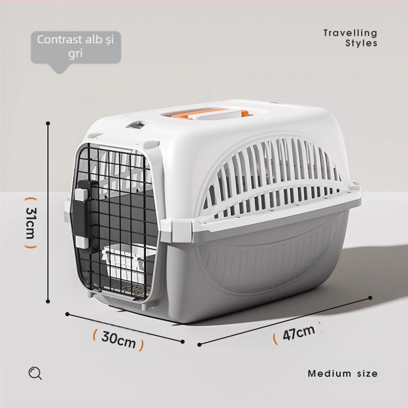 Pisică cutie de aer cușcă portabilă pentru pisici, geantă pentru pisici, cutie de transport pentru animale de companie, cutie auto, cușcă pentru câini, cușcă portabilă din plastic pentru pisici
