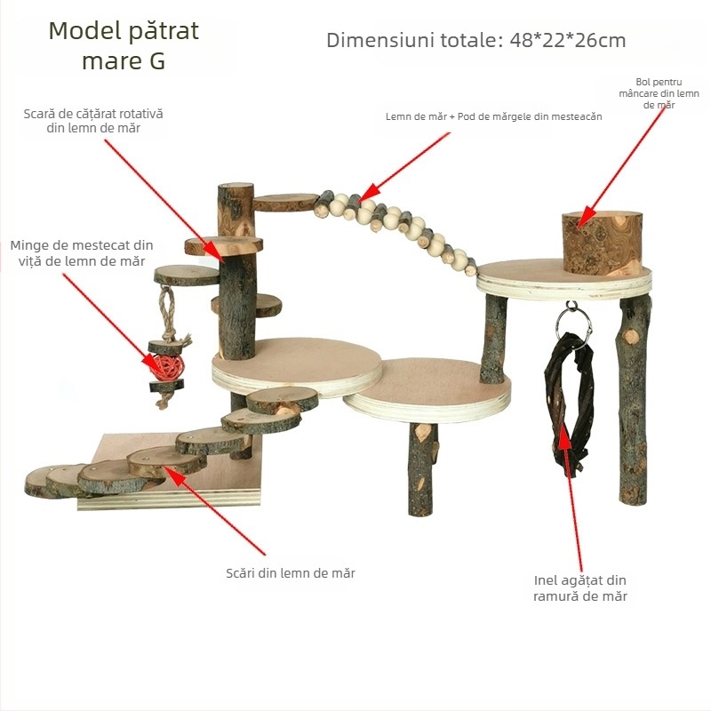 Jucărie transfrontalieră Amazon pentru hamster, scară de cățărat din lemn de măr, cușcă pentru hamster, peisaj, platformă din lemn, evadare, jucărie molară
