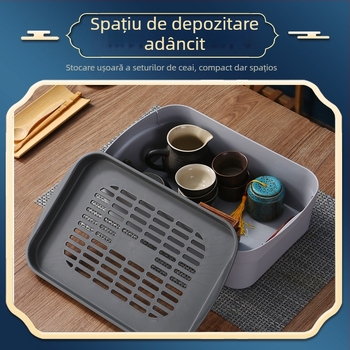 Tavă de ceai de călătorie, cutie de depozitare pentru tavă de ceai auto, tavă de ceai de dimensiuni mici, tavă de ceai din plastic, tavă de ceai portabilă, tavă mică de ceai pentru o persoană