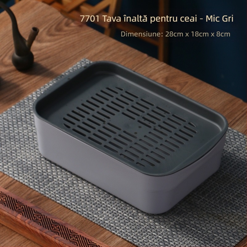 Tavă de ceai de călătorie, cutie de depozitare pentru tavă de ceai auto, tavă de ceai de dimensiuni mici, tavă de ceai din plastic, tavă de ceai portabilă, tavă mică de ceai pentru o persoană