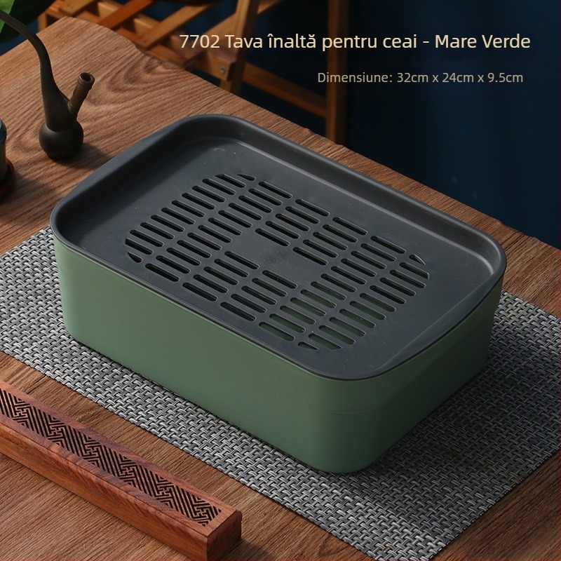 Tavă de ceai de călătorie, cutie de depozitare pentru tavă de ceai auto, tavă de ceai de dimensiuni mici, tavă de ceai din plastic, tavă de ceai portabilă, tavă mică de ceai pentru o persoană