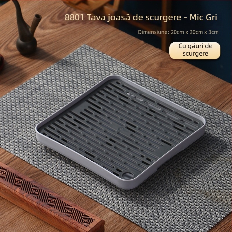 Tavă de ceai de călătorie, cutie de depozitare pentru tavă de ceai auto, tavă de ceai de dimensiuni mici, tavă de ceai din plastic, tavă de ceai portabilă, tavă mică de ceai pentru o persoană