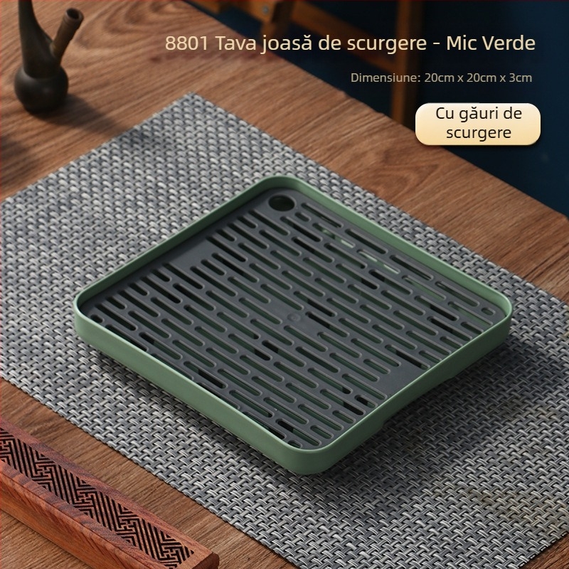 Tavă de ceai de călătorie, cutie de depozitare pentru tavă de ceai auto, tavă de ceai de dimensiuni mici, tavă de ceai din plastic, tavă de ceai portabilă, tavă mică de ceai pentru o persoană