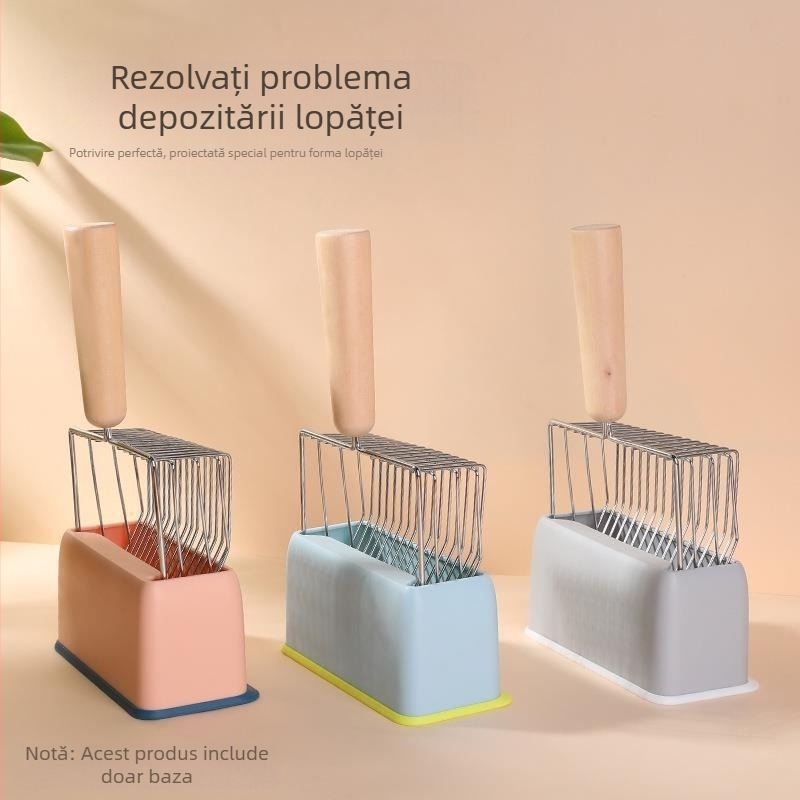 Cutie de depozitare metalică pentru așternut pentru pisici, bază pentru lopată, raft pentru așternut pentru pisici, accesorii pentru așternut pentru pisici, lopată pentru companie