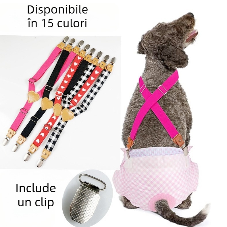 Articole pentru animale de companie în stil piele de înaltă calitate, curea anti-cădere pentru scutece, reglabilă, cu clemă pentru pantaloni fiziologici pentru câini