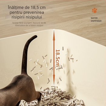 Litiera pentru pisici, cutie mare pentru litiera pentru pisici, semi-închisă, anti-scoatere, anti-stropire, toaletă pentru pisici, cu filtru încorporat, lopată, cutie pentru pisici leneșe
