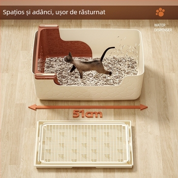 Litiera pentru pisici, cutie mare pentru litiera pentru pisici, semi-închisă, anti-scoatere, anti-stropire, toaletă pentru pisici, cu filtru încorporat, lopată, cutie pentru pisici leneșe