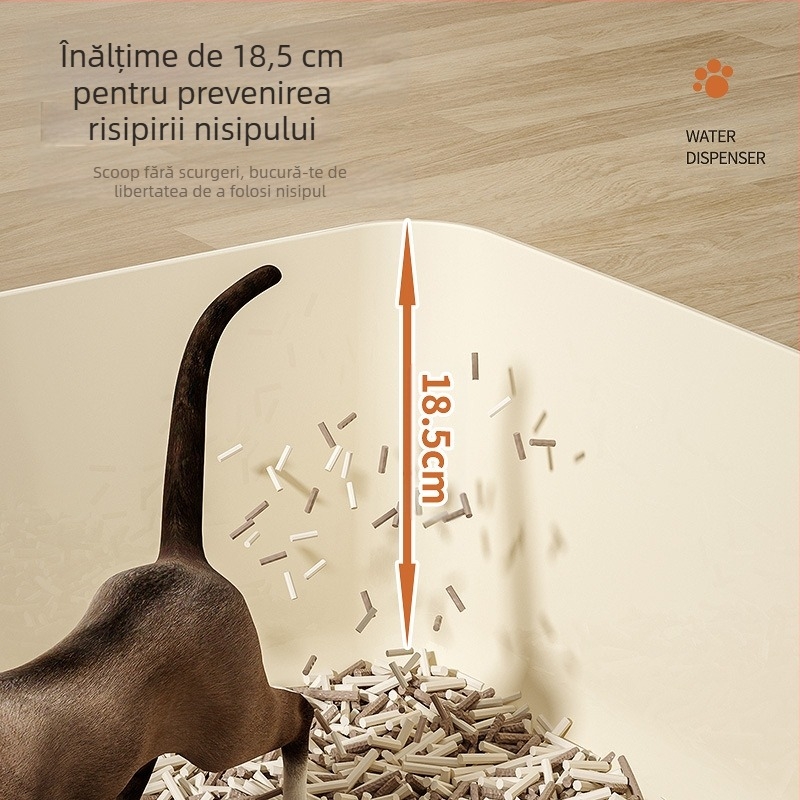 Litiera pentru pisici, cutie mare pentru litiera pentru pisici, semi-închisă, anti-scoatere, anti-stropire, toaletă pentru pisici, cu filtru încorporat, lopată, cutie pentru pisici leneșe