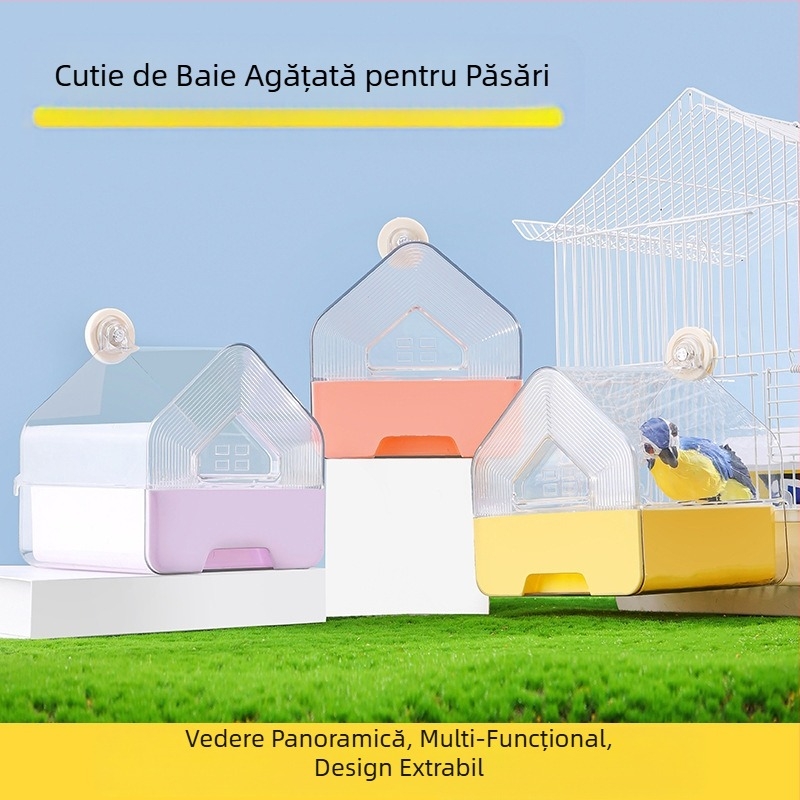 Baie externă pentru păsări, lavoar pentru papagal, cutie de baie transparentă, sertar multifuncțional pentru păsări, tip duș, cadă de duș