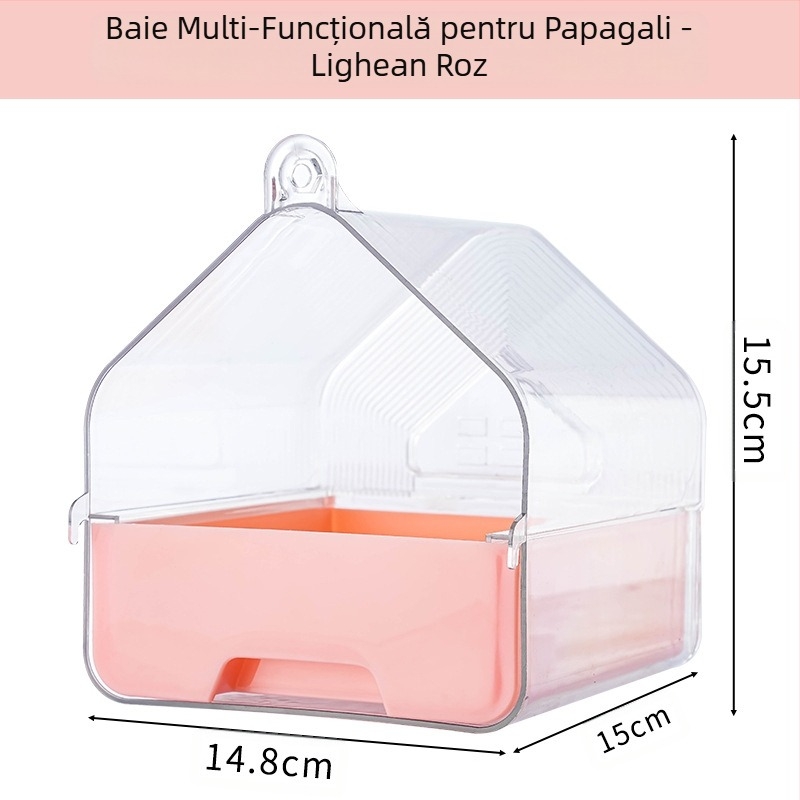 Baie externă pentru păsări, lavoar pentru papagal, cutie de baie transparentă, sertar multifuncțional pentru păsări, tip duș, cadă de duș