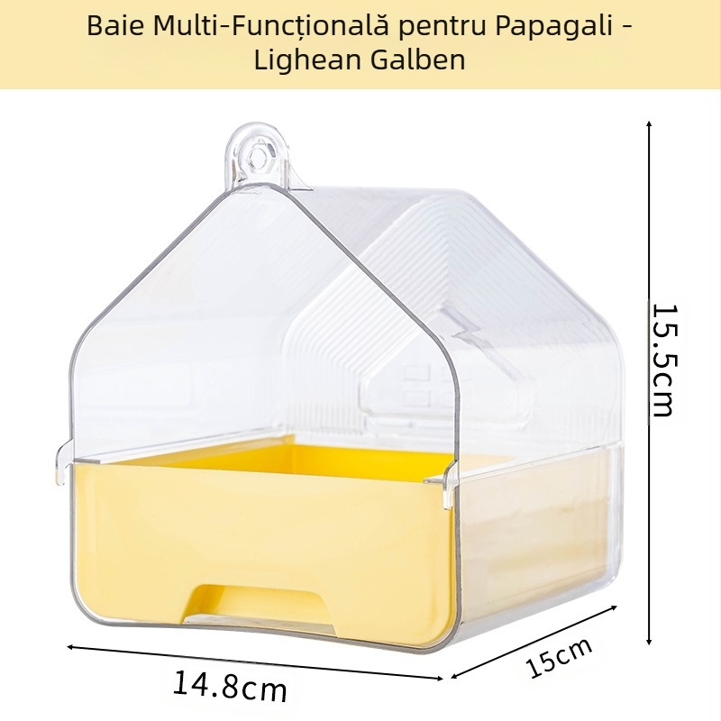 Baie externă pentru păsări, lavoar pentru papagal, cutie de baie transparentă, sertar multifuncțional pentru păsări, tip duș, cadă de duș