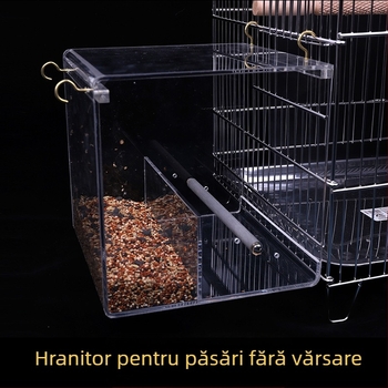 Hrănitoare automată pentru păsări din acril, cușcă pentru papagali, hrănitoare automată pentru păsări, cutie anti-împrăștiere, hrănitoare automată pentru animale de companie