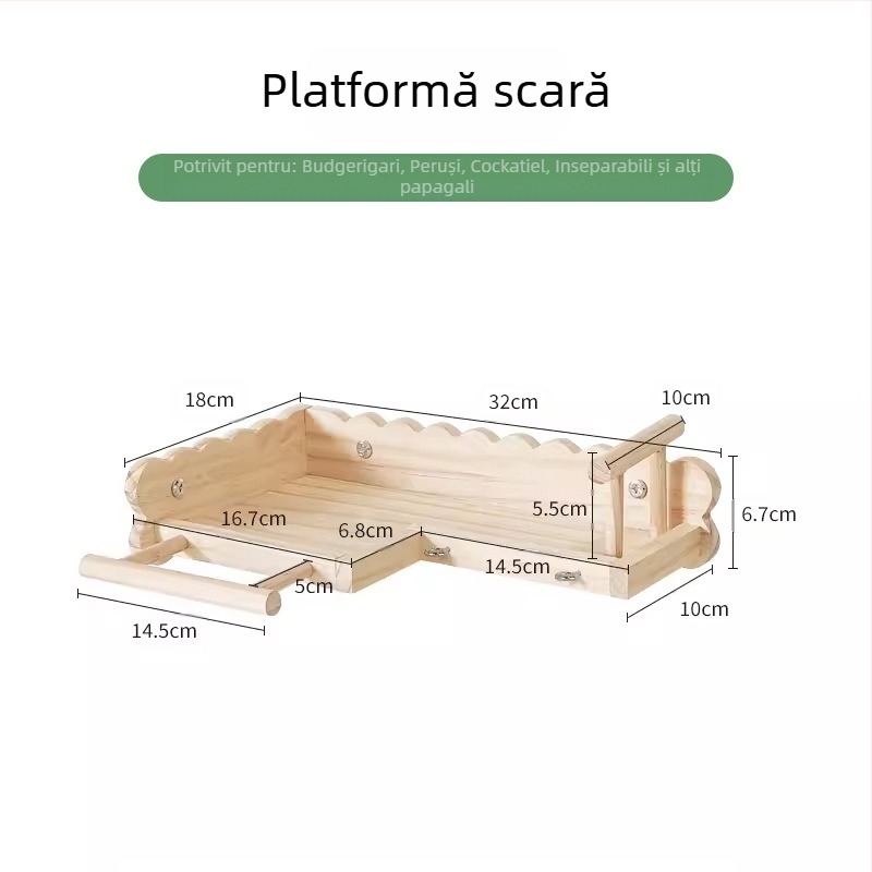 Pat din lemn masiv pentru papagal, bujor negru Phoenix, piele de tigru, scări de alpinism, platformă pentru colivie, decor pentru păsări, ustensile pentru păsări, consumabile