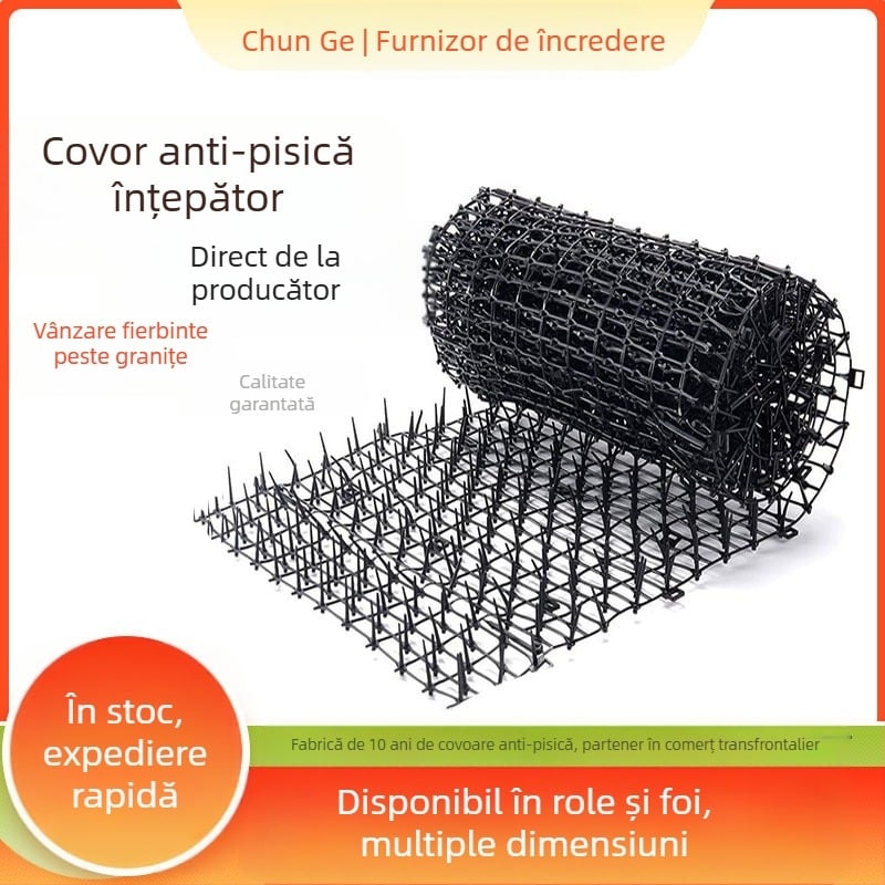 Repelent pentru pisici, unghii transfrontaliere, anti-pisică, artefact pentru a alunga călcâiul pe covorașul din plastic pentru grădină, covorașul de grădinărit cu spini, plasă de plasă pentru animale de companie
