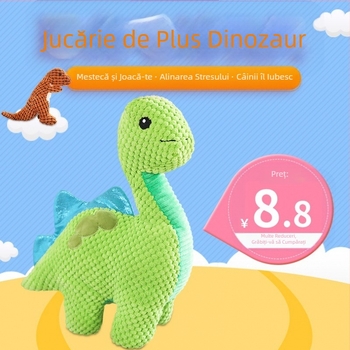 Jucării transfrontaliere pentru câini, pluș rezistent la mușcături și molari, cu sunete, blană de pluș, accesorii drăguțe pentru animale de companie în formă de dinozaur, interactive și anti-plictiseală