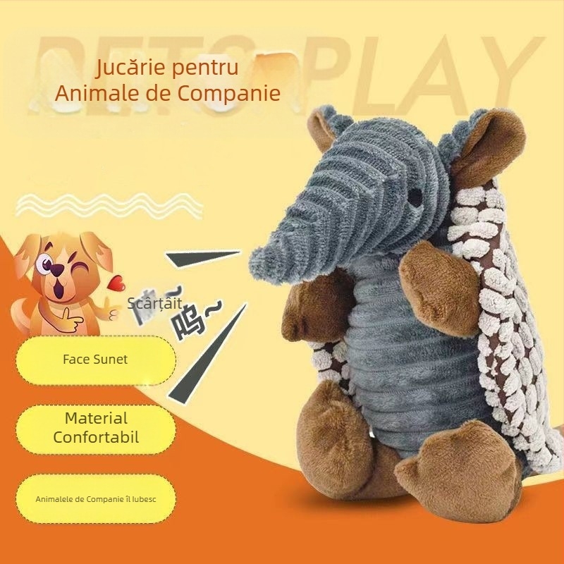 Jucării transfrontaliere pentru câini, pluș rezistent la mușcături și molari, cu sunete, blană de pluș, accesorii drăguțe pentru animale de companie în formă de dinozaur, interactive și anti-plictiseală