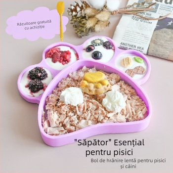 Livrare gratuită covoraș pentru gheare de pisică, capacitate mare, pentru bol cu mâncare lentă pentru pisici și câini, cu fund de ventuză, anti-șoc, pentru hrană pentru pisici și câini