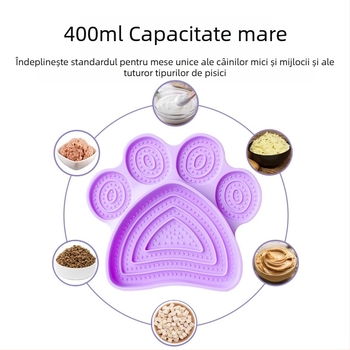 Livrare gratuită covoraș pentru gheare de pisică, capacitate mare, pentru bol cu mâncare lentă pentru pisici și câini, cu fund de ventuză, anti-șoc, pentru hrană pentru pisici și câini