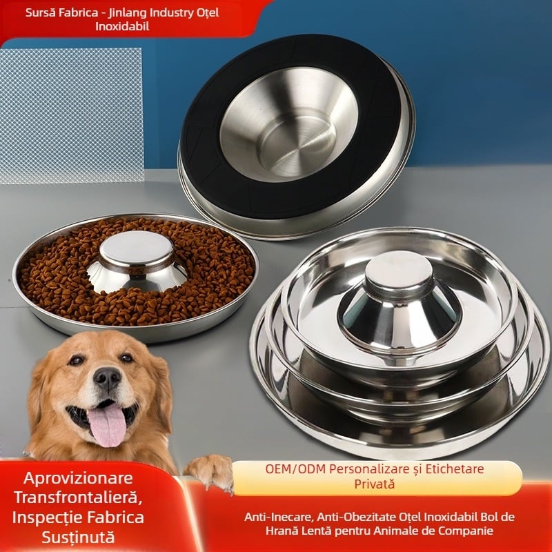 Bol din oțel inoxidabil pentru animale de companie, bol pentru hrană lentă, bol mare pentru pisici, bol pentru câini, bol pentru câini și pisici, hrănitor pentru animale de companie, consumabile pentru animale de companie, en-gros