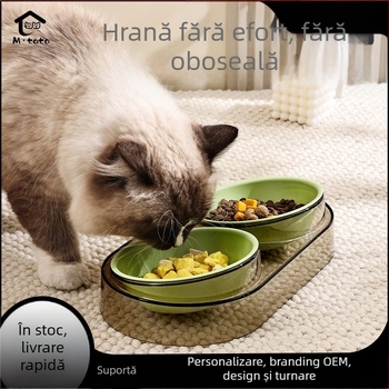 Bol pentru pisici, bol transparent pentru hrană pentru pisici, hrănire și apă potabilă pentru animale de companie, bol dublu pentru câini, bol anti-șoc, bol pentru animale de companie, bol pentru mâncat, provizii pentru animale de companie