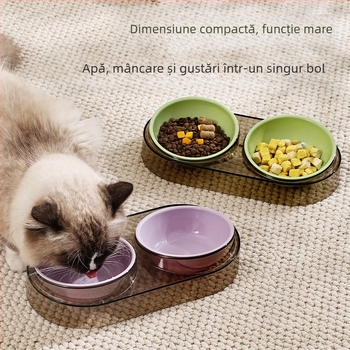 Bol pentru pisici, bol transparent pentru hrană pentru pisici, hrănire și apă potabilă pentru animale de companie, bol dublu pentru câini, bol anti-șoc, bol pentru animale de companie, bol pentru mâncat, provizii pentru animale de companie