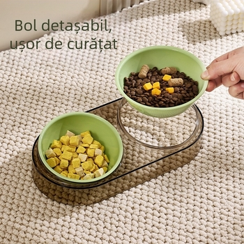 Bol pentru pisici, bol transparent pentru hrană pentru pisici, hrănire și apă potabilă pentru animale de companie, bol dublu pentru câini, bol anti-șoc, bol pentru animale de companie, bol pentru mâncat, provizii pentru animale de companie