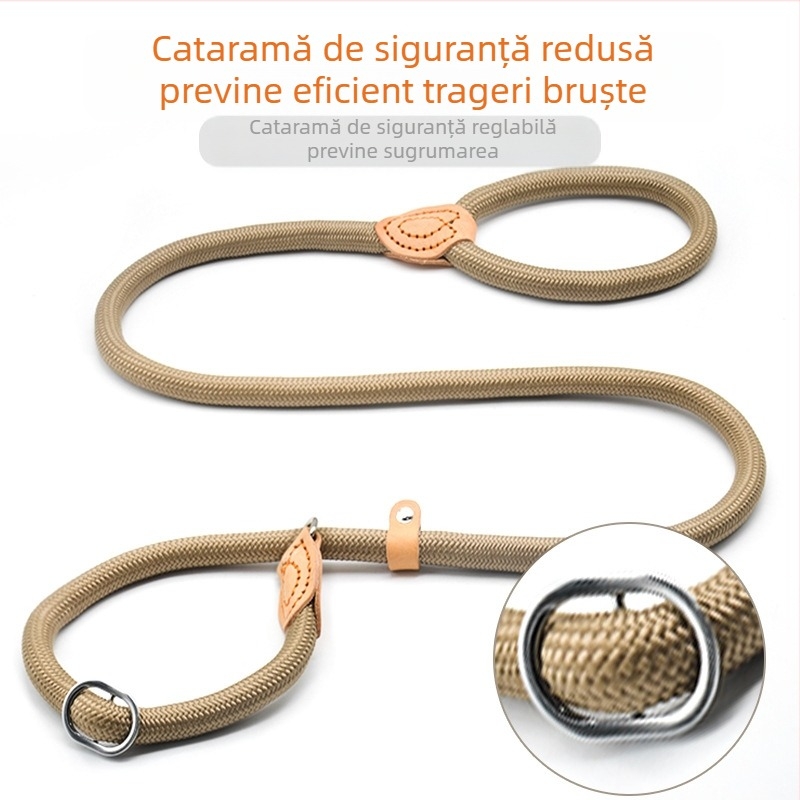Coarda de tracțiune pentru câini, anti-revoltă, nailon, cusut manual, din piele, P rope, lungit, gros, frânghie rotundă pentru dresaj de câini, lanț P pentru câini mari