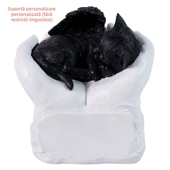 Ornamente din rășină pentru curte, pietre funerare, urnă pentru animale de companie, inscripționare laser Amazon, mâini care țin pisici și câini