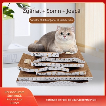 Placă de zgâriat pentru pisici, jucărie îngroșată, placă de zgâriat care nu năpârlește, hârtie ondulată dreaptă mare, durabilă