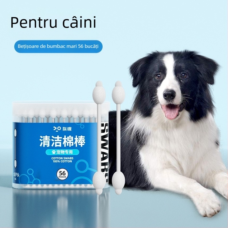 Bețișor de bumbac pentru curățarea urechilor de animale de companie, 110 buc, ceară de urechi pentru câini, miros de urechi, ulei esențial, bețișor de bumbac, lichid de curățare a urechilor de pisică, lichid de spălare a urechilor