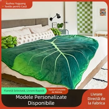 Pătură de canapea multifuncțională cu frunze creative en-gros, pătură îngroșată, pătură cadou, pătură caldă cu căptușeală din fleece
