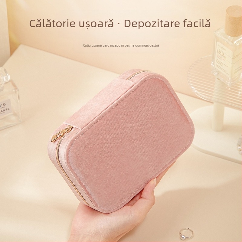 Cutie de bijuterii transfrontalieră din catifea de înaltă calitate, cu dublu strat, capacitate mare, cercei, inel, colier, depozitare bijuterii, cutie de depozitare manuală pentru bijuterii