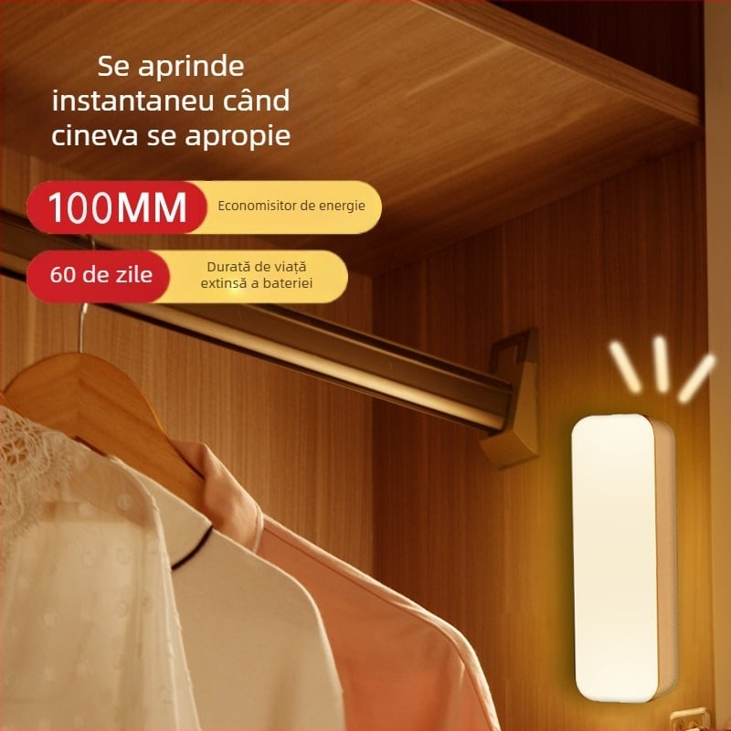 Lampă inteligentă cu senzor al corpului uman, dulap, noptieră, magnetică încorporată, încărcare USB, lumină de noapte cu infraroșu, en-gros