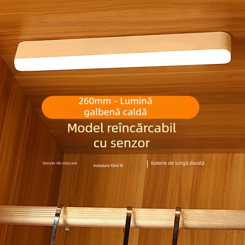 Lampă inteligentă cu senzor al corpului uman, dulap, noptieră, magnetică încorporată, încărcare USB, lumină de noapte cu infraroșu, en-gros