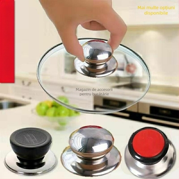 Mâner pentru capacul oalei din oțel inoxidabil, capac universal pentru oală, capac anti-opărire, buton pentru capacul oalei din sticlă, accesorii pentru capacul oalei, capac superior cu mărgele, zaruri pentru oală