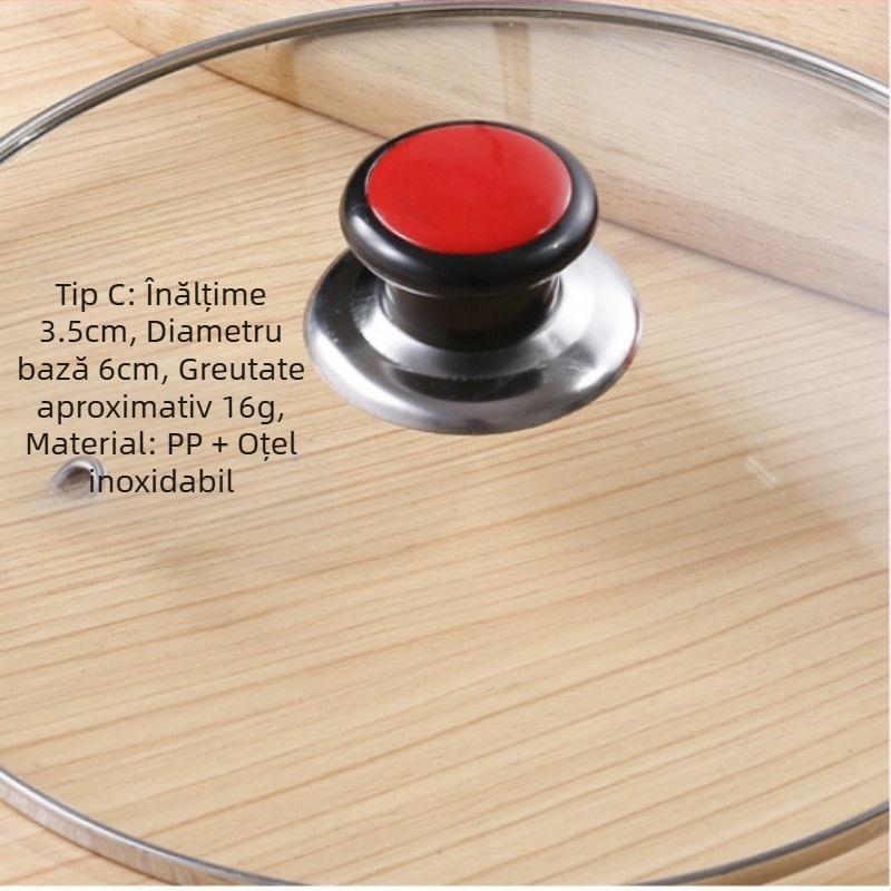 Mâner pentru capacul oalei din oțel inoxidabil, capac universal pentru oală, capac anti-opărire, buton pentru capacul oalei din sticlă, accesorii pentru capacul oalei, capac superior cu mărgele, zaruri pentru oală