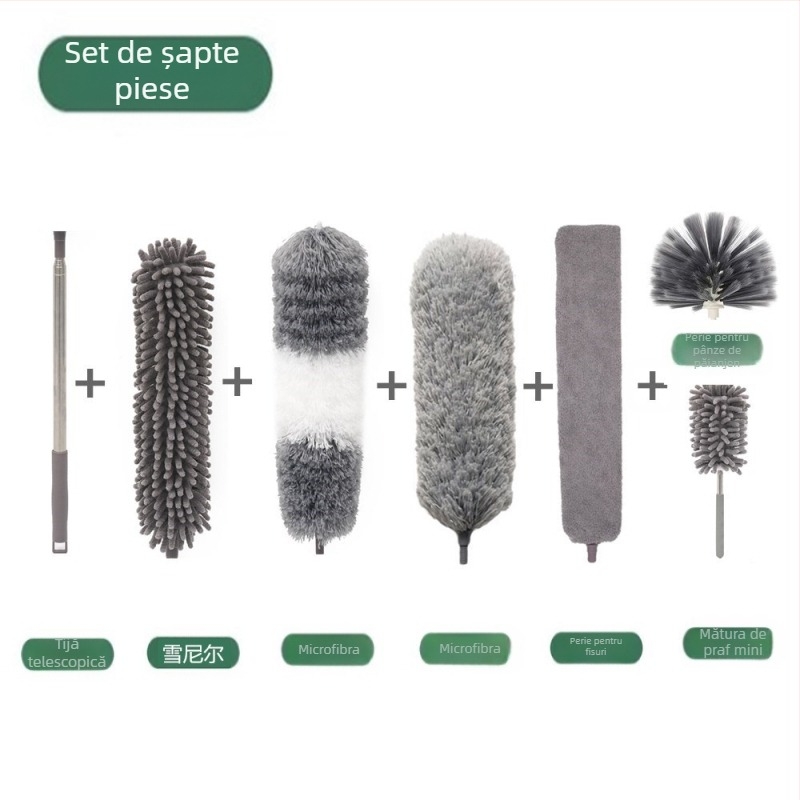 Perie de măturat tavan, cu un singur cap, din microfibră, cu un singur pol, din chenilă alungită, nouă din fabrică