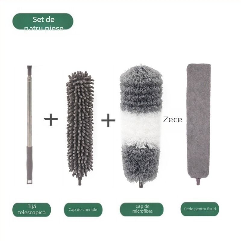 Perie de măturat tavan, cu un singur cap, din microfibră, cu un singur pol, din chenilă alungită, nouă din fabrică