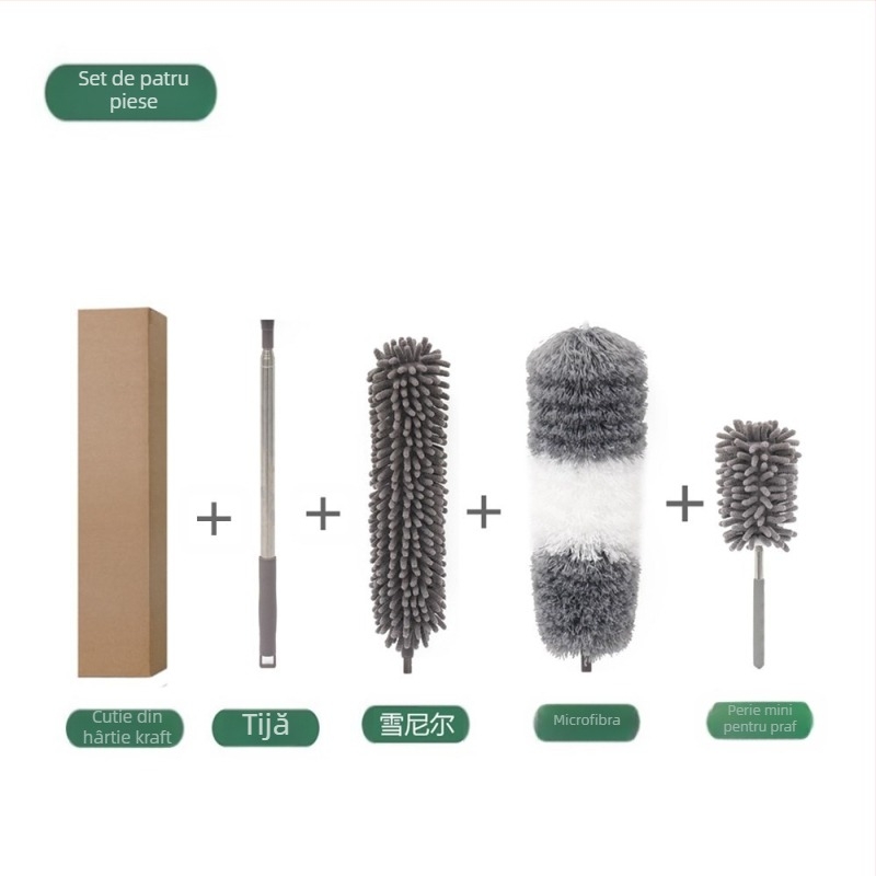 Perie de măturat tavan, cu un singur cap, din microfibră, cu un singur pol, din chenilă alungită, nouă din fabrică