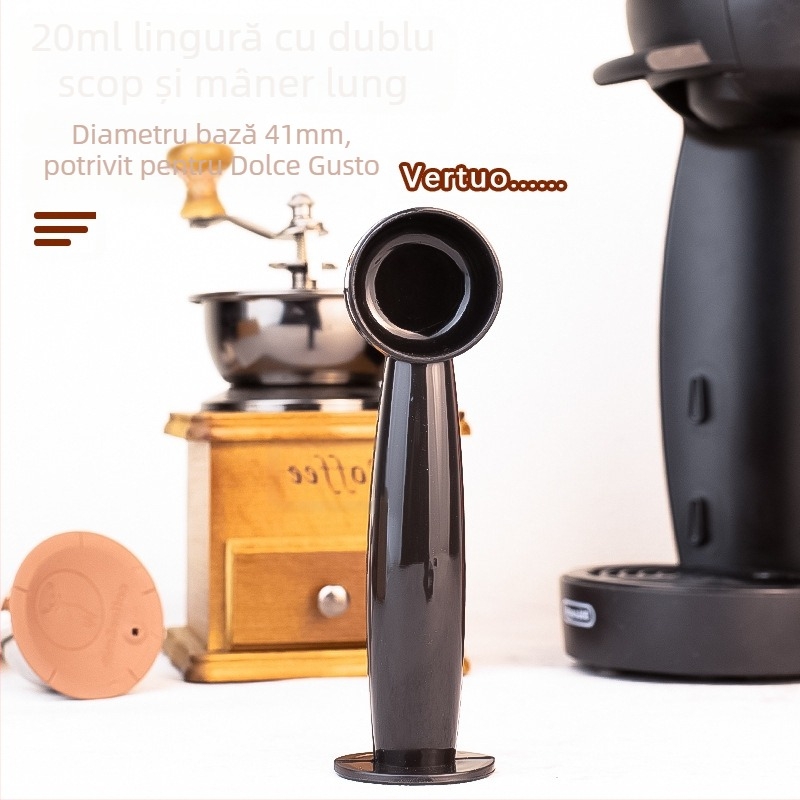Potrivit pentru aparatul de cafea cu capsule Nestle, poate fi reciclat, lingură cu mâner lung și dublu scop, lingură de cafea pudră, 20 ml