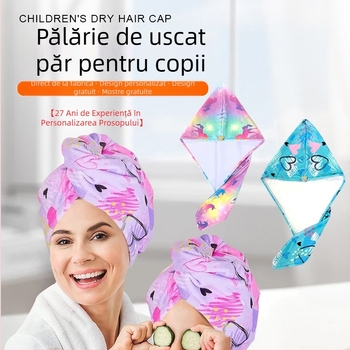 Cască de uscare a părului pentru copii, îngroșată, absorbantă de apă, cu uscare rapidă, prosop moale pentru uscarea părului, turban din microfibră, cască de duș drăguță pentru bebeluși