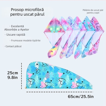 Cască de uscare a părului pentru copii, îngroșată, absorbantă de apă, cu uscare rapidă, prosop moale pentru uscarea părului, turban din microfibră, cască de duș drăguță pentru bebeluși