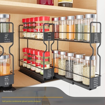 Set complet de bucătărie 2023, borcan cu sticle de condimente, suport de depozitare multifuncțional, cutie de condimente multistrat, suport de depozitare a condimentelor