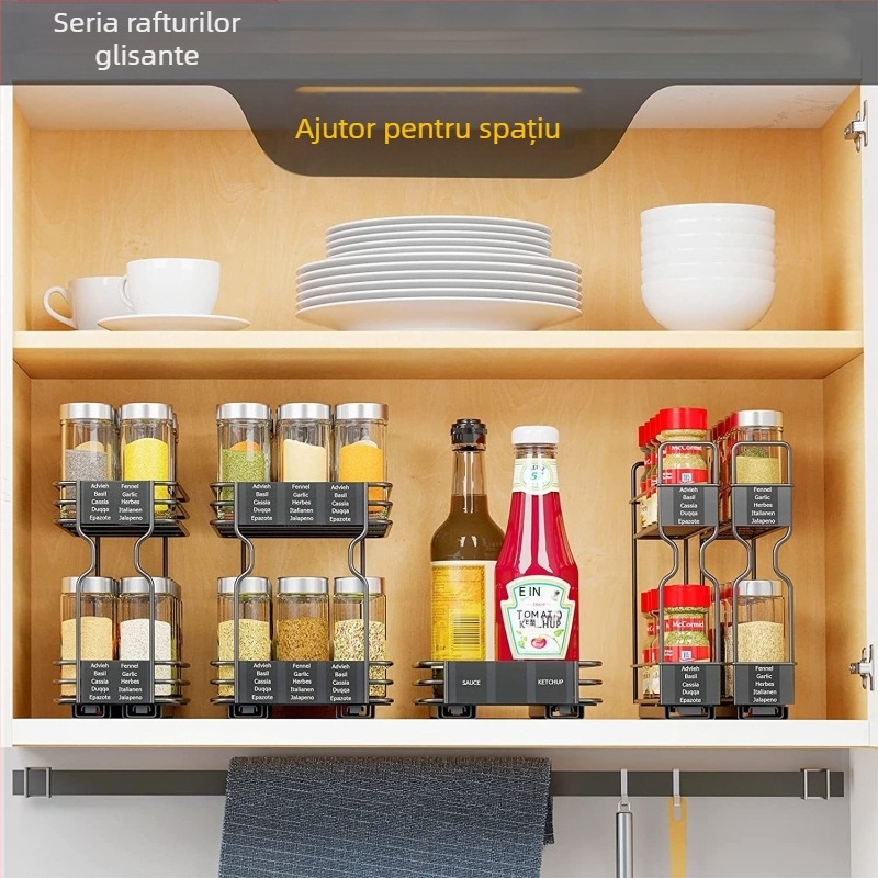 Set complet de bucătărie 2023, borcan cu sticle de condimente, suport de depozitare multifuncțional, cutie de condimente multistrat, suport de depozitare a condimentelor