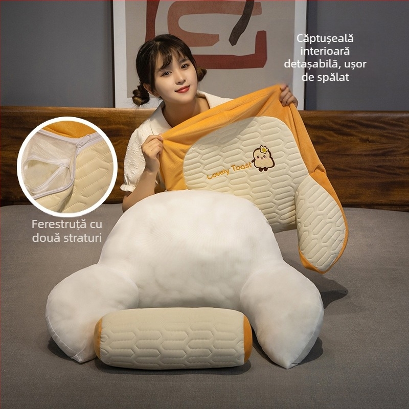 Pernă de noptieră din laTeX, pernă moale, pernă cu suport pentru talie, spătar mare, pernă pentru canapea, detașabilă și lavabilă, pentru citit pe telefonul mobil