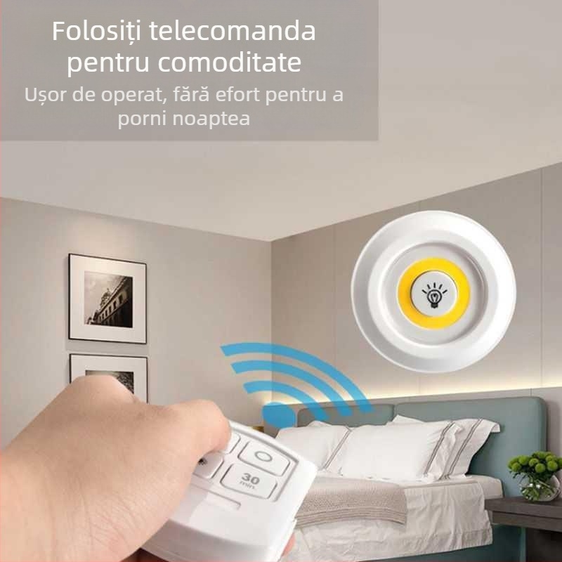 Telecomandă wireless cu lumină de noapte pentru noptieră, mini lumină creativă cu LED, lumină de dulap de uz casnic, o singură tragere, trei lumini de urgență