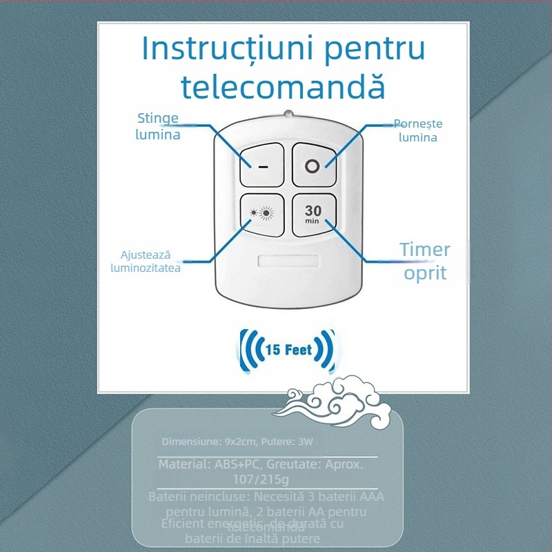 Telecomandă wireless cu lumină de noapte pentru noptieră, mini lumină creativă cu LED, lumină de dulap de uz casnic, o singură tragere, trei lumini de urgență